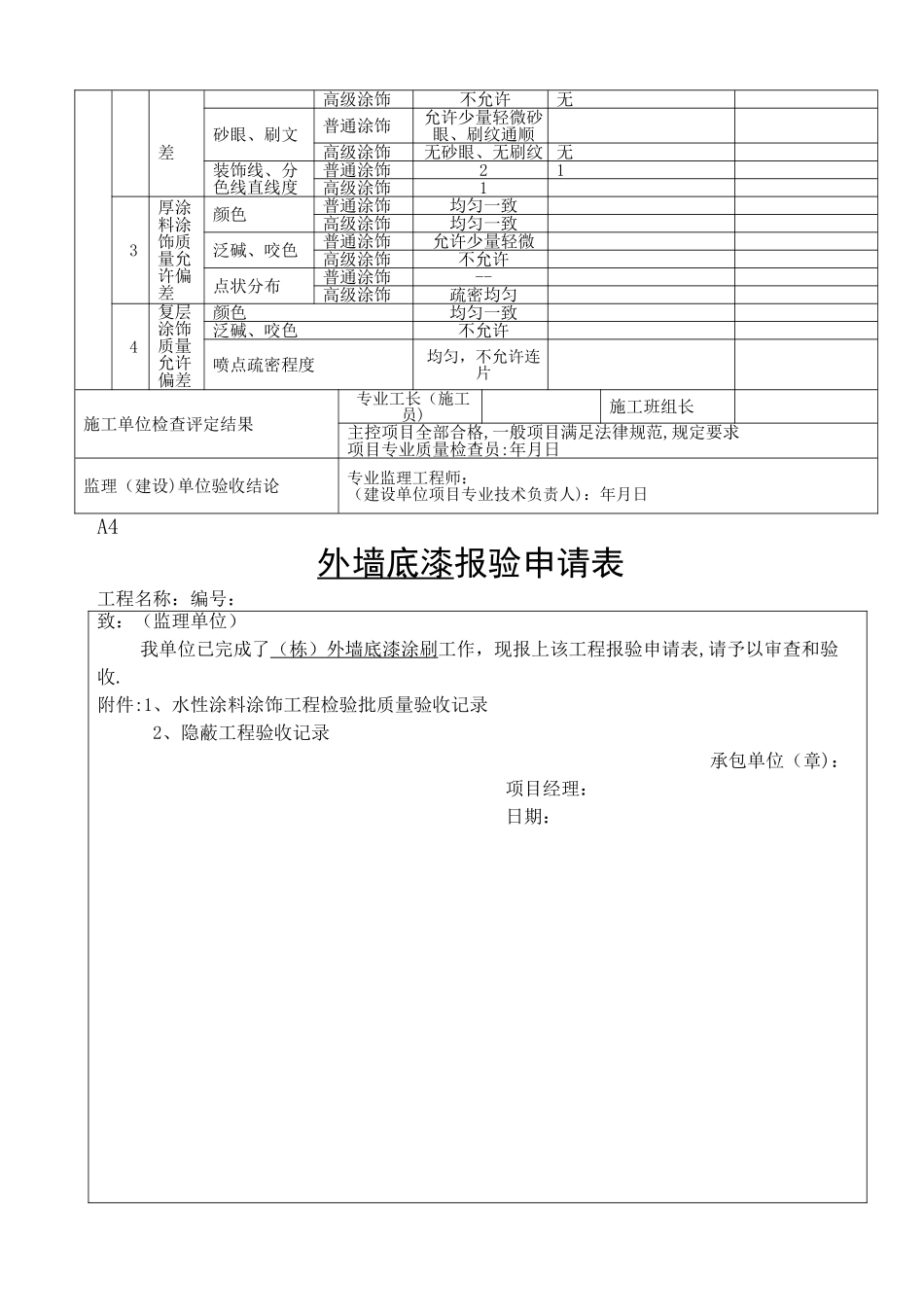 外墙涂料审批表、申请表、验收记录表_第3页