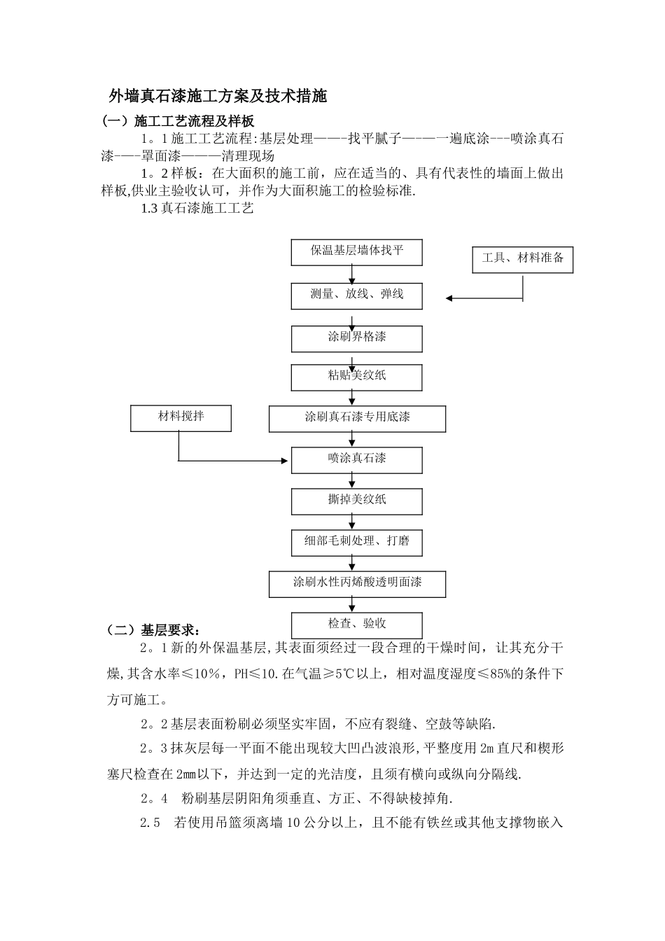 外墙真石漆施工方案及技术措施_第1页