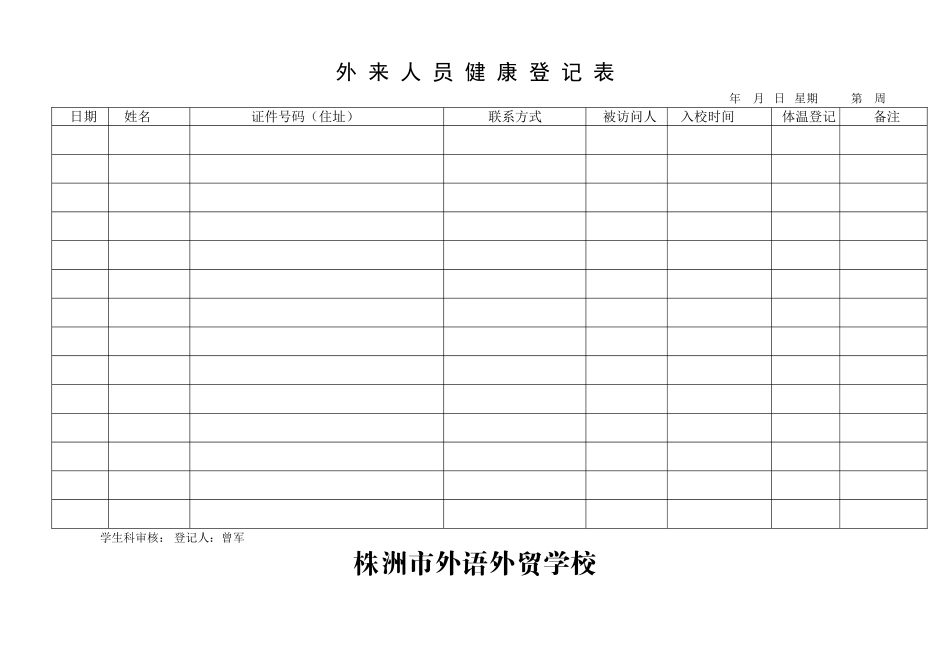 外来人员健康登记表_第1页