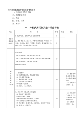 外科技能考核指标