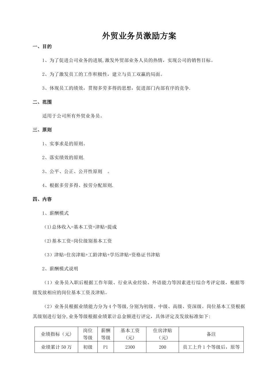 外贸业务员激励方案_第1页