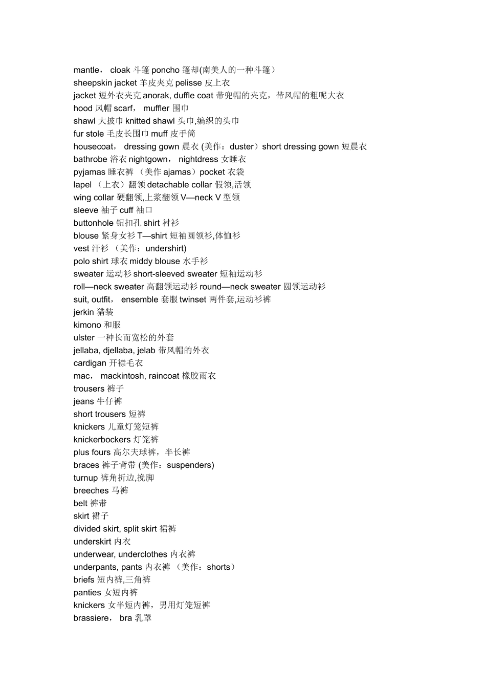 外贸英语-纺织品专业-词汇翻译-中英文对照表_第2页