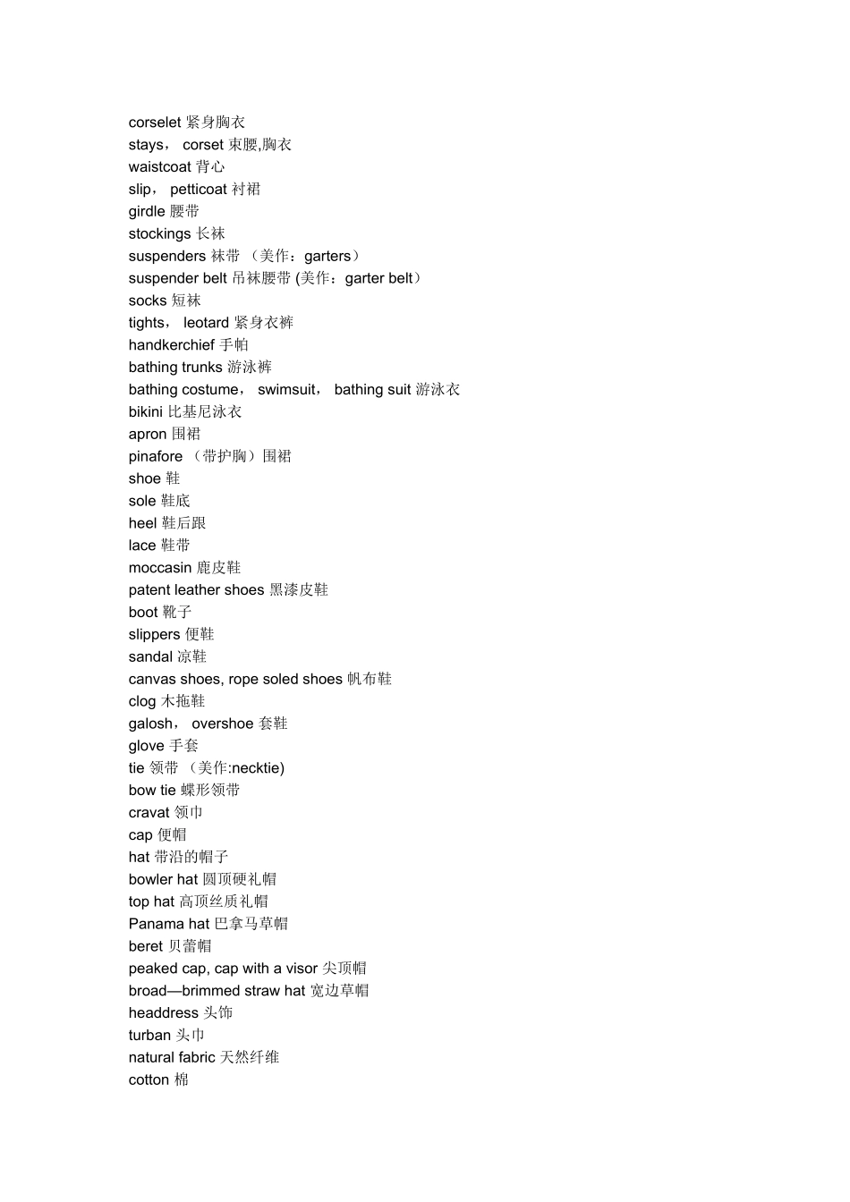外贸英语-纺织品专业-词汇翻译-中英文对照表_第3页