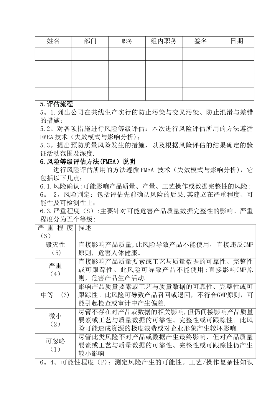 多品种共线生产质量风险评估报告_第2页