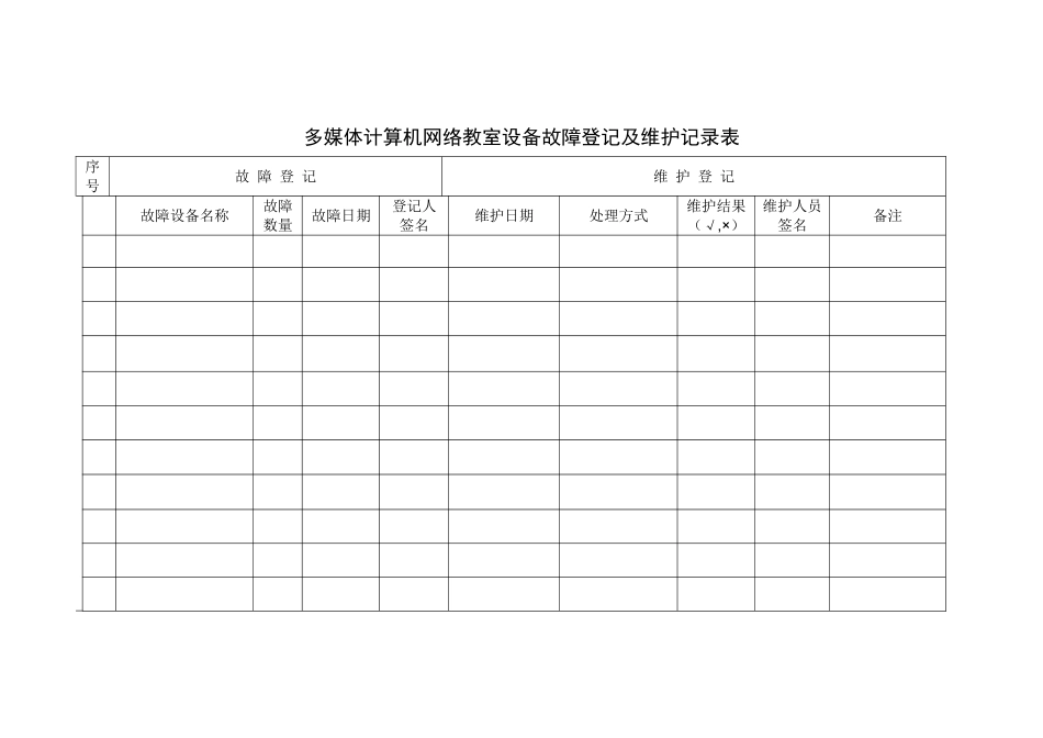 多媒体计算机网络教室设备维护登记表_第2页