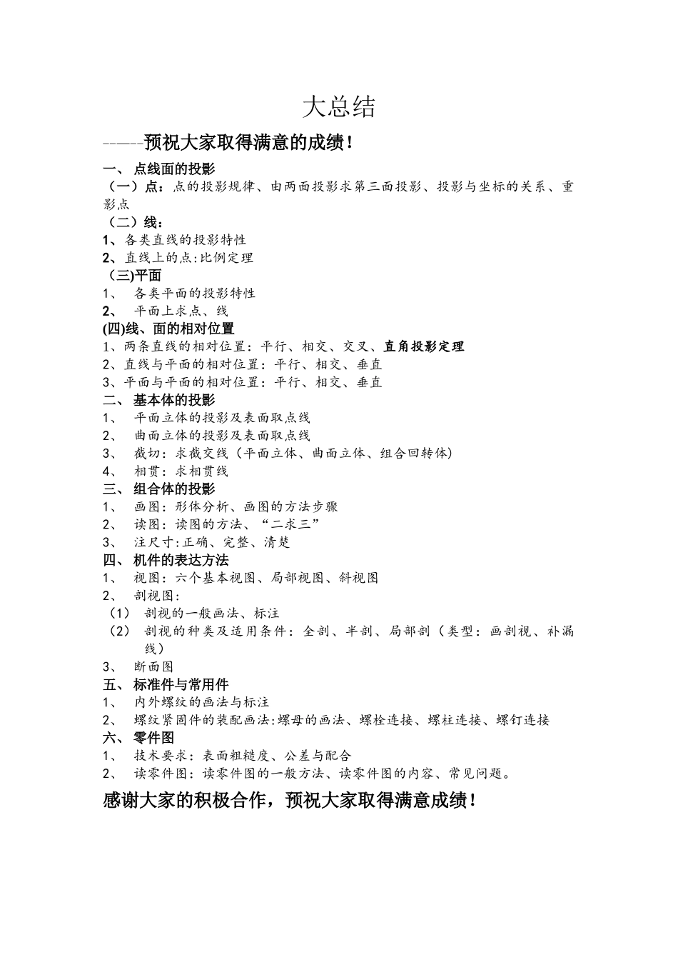 大一工程制图期末考试大总结_第1页