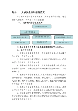 大修安全控制措施范文