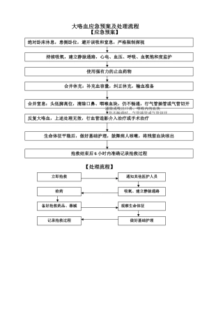 大咯血应急预案及处理流程