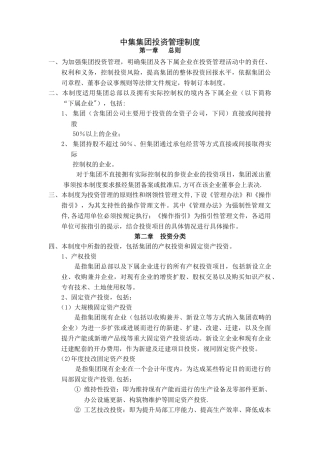 大型集团投资管理制度