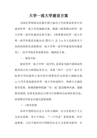 大学一流大学建设方案