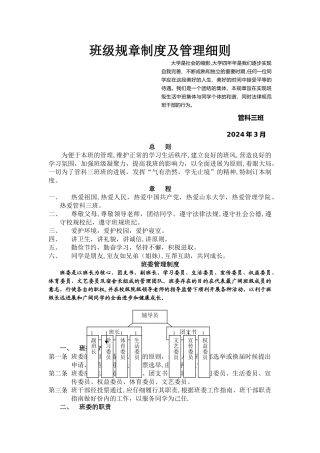 大学班级规章制度及管理细则