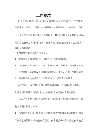 大学生副班长工作总结