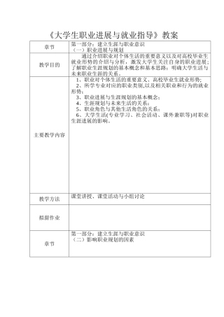 大学生职业发展与就业指导教案