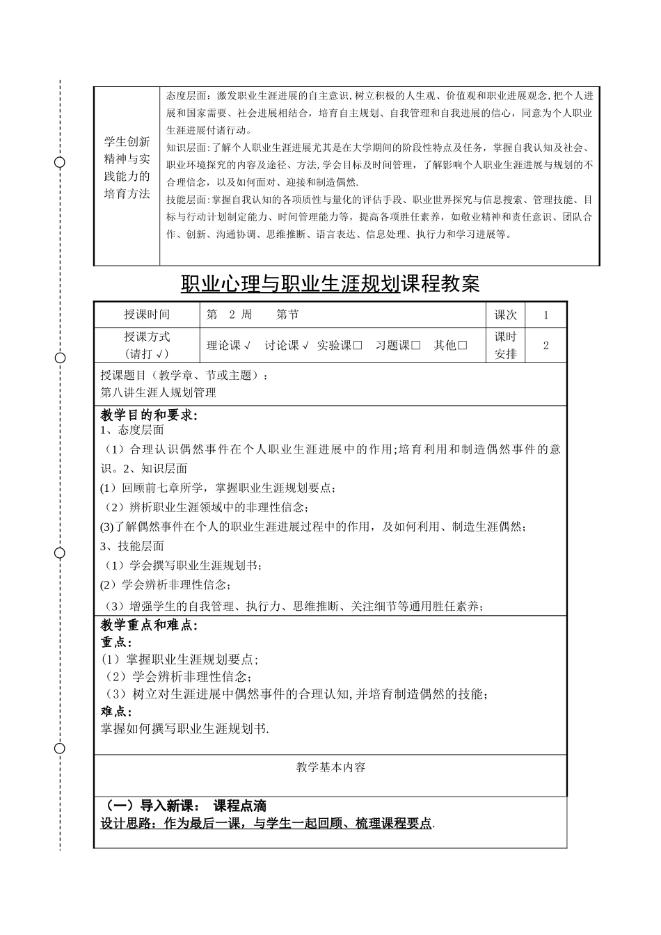 大学生职业生涯规划教案--第八讲生涯规划管理_第2页