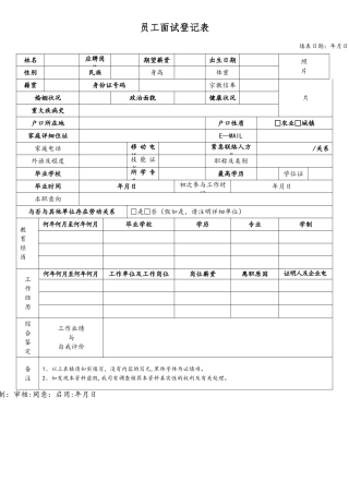 2025年公司面试员工登记表