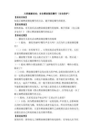 大班健康活动：安全燃放烟花爆竹