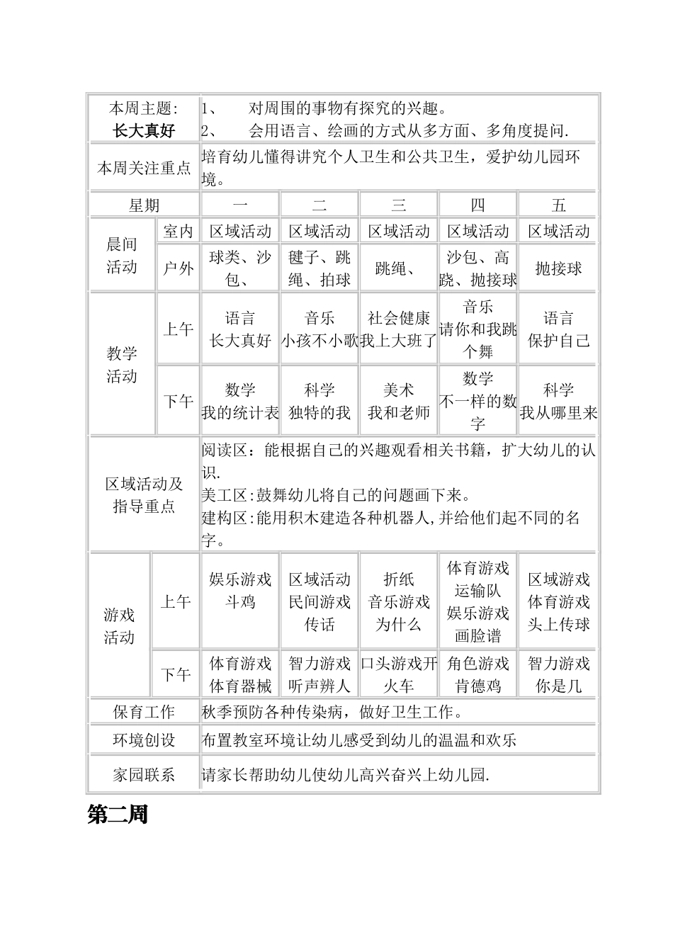 大班周计划表_第2页