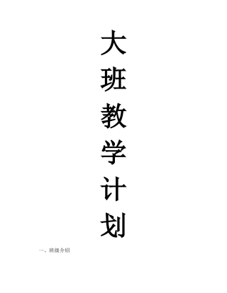 大班教学计划