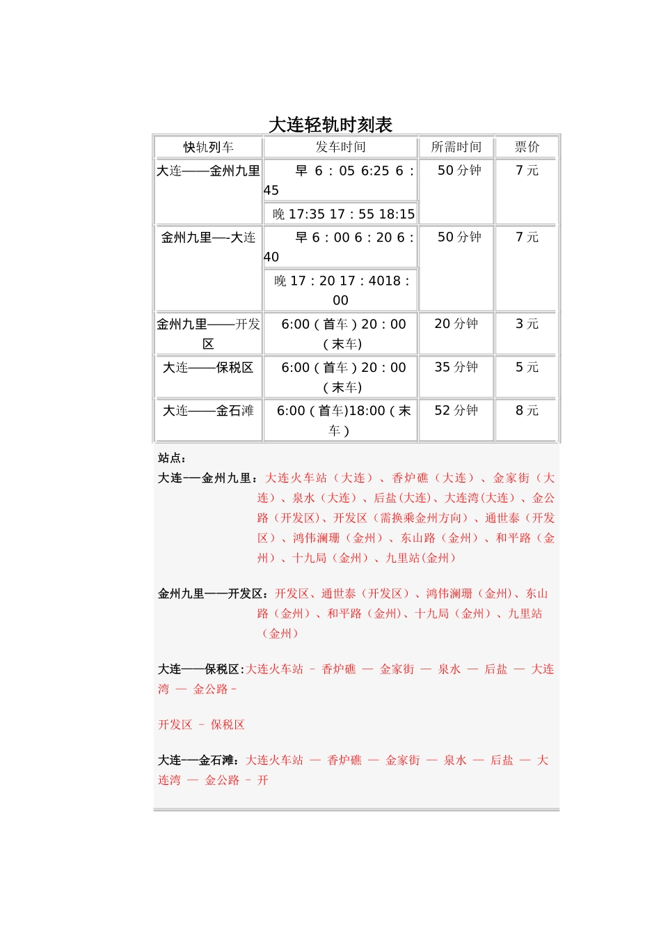 大连轻轨时刻表_第1页