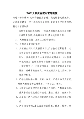 大额资金使用管理制度