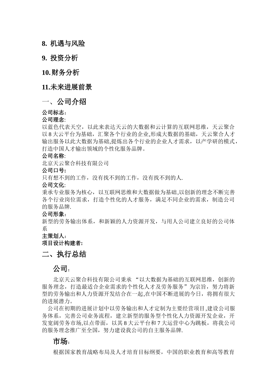 天云人力资源商业计划书_第2页
