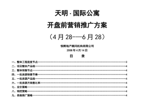 天明国际公寓开盘前营销推广方案