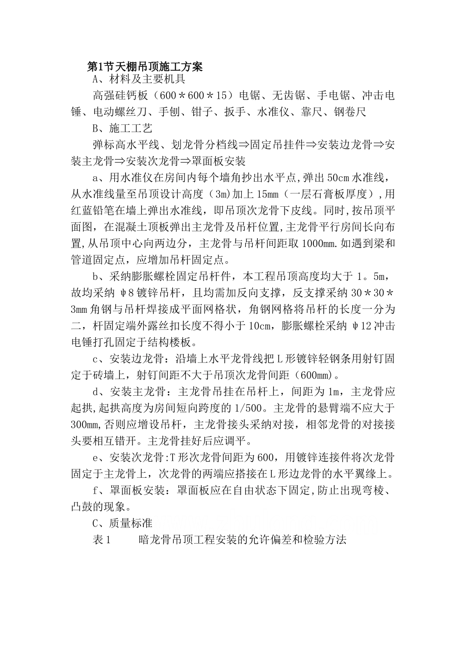 天棚吊顶施工方案_第1页