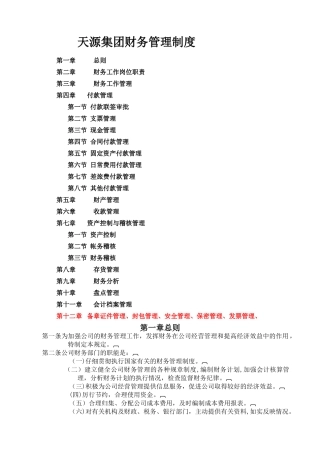 天源集团公司财务管理制度