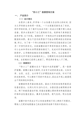 天然面膜营销方案设计