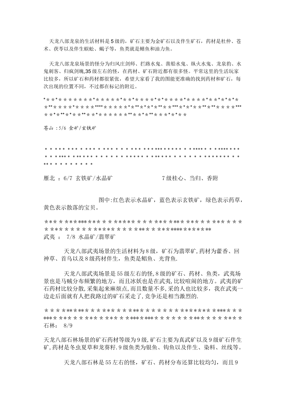 天龙八部采矿分布图、采药分布图、其相应等级地图列表_第3页