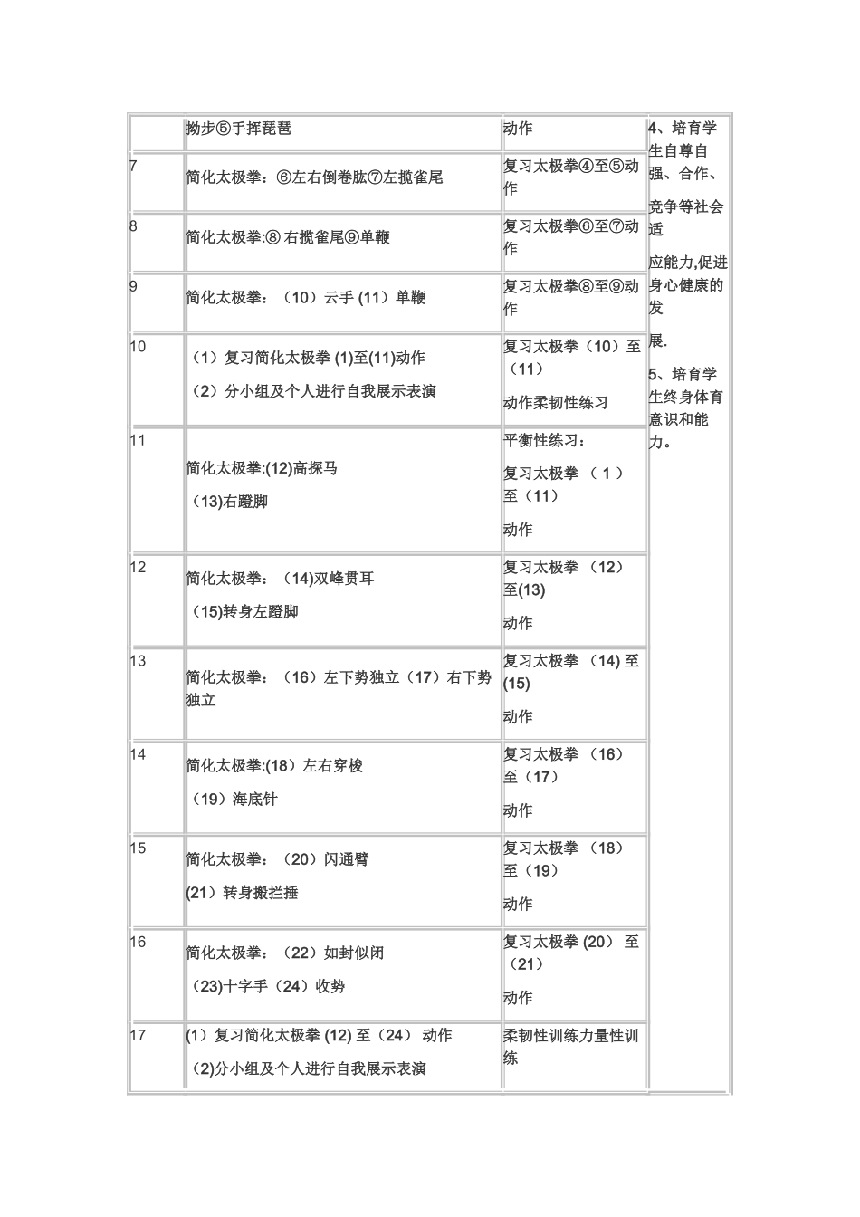 太极拳教学计划_第2页