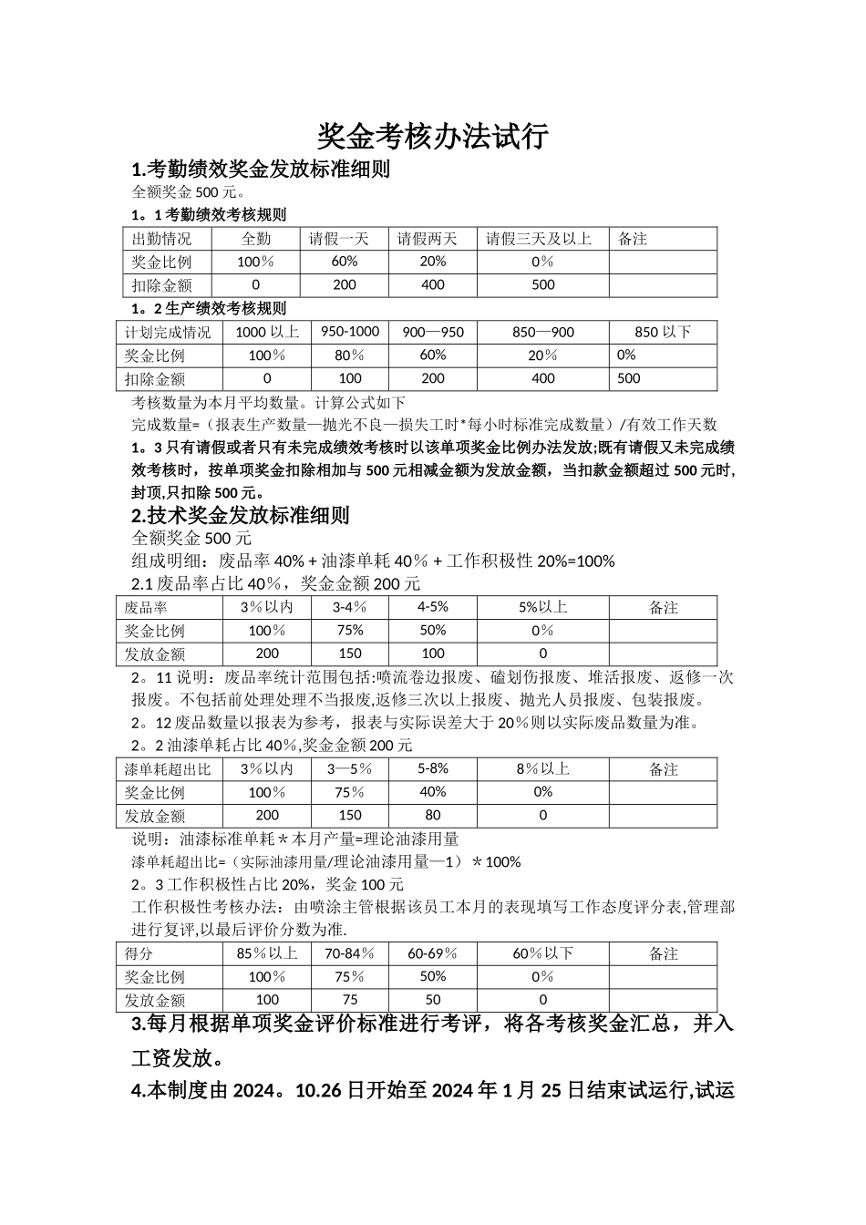 奖金考核办法试行_第1页