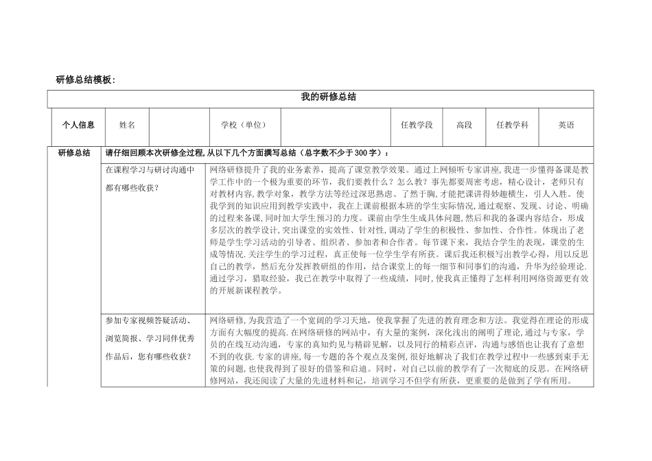 奥鹏网络学习研修总结_第1页