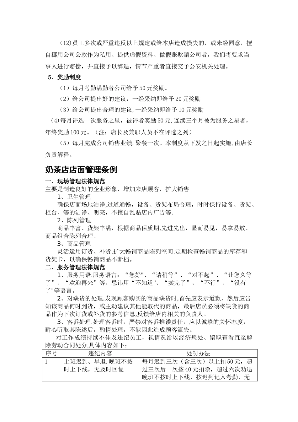 奶茶店店面管理运营手册-附奶茶店劳动合同_第3页