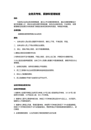 2025年业务员考核和薪酬管理制度