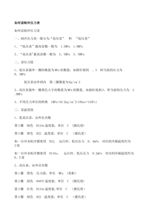 如何读制冷压力表