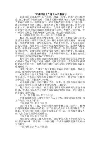 妇孺国医堂工作计划