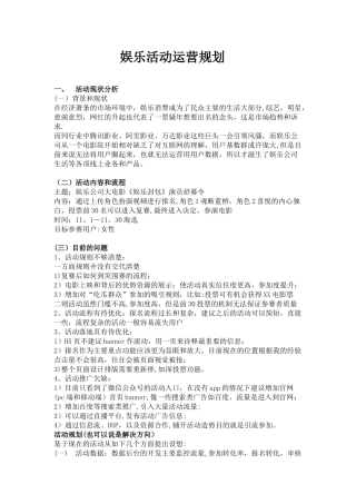 娱乐运营活动推广方案