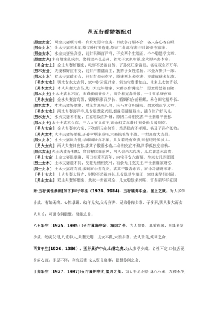 婚姻五行相生相克查询表