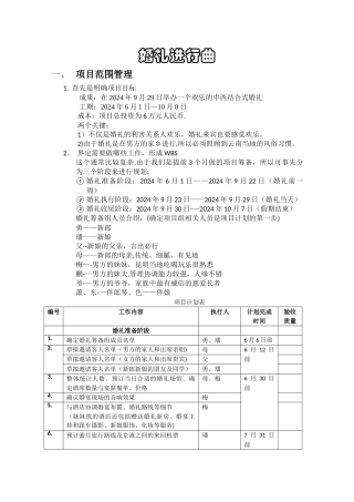 婚礼项目管理方案说明书