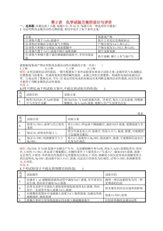 2025年新课标高考化学二轮复习必考部分专题五化学实验基础第2讲化学实验方案的设计与评价素能演练含解析