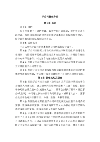 子公司管理办法