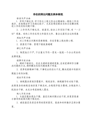 存在的突出问题及具体表现