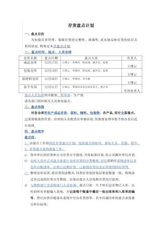 存货盘点计划
