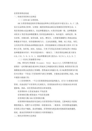 存货管理理论综述