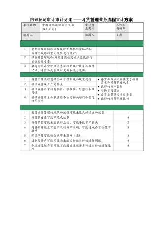 存货管理审计方案
