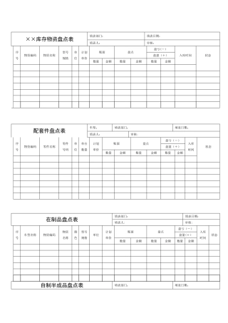 存货盘点表格