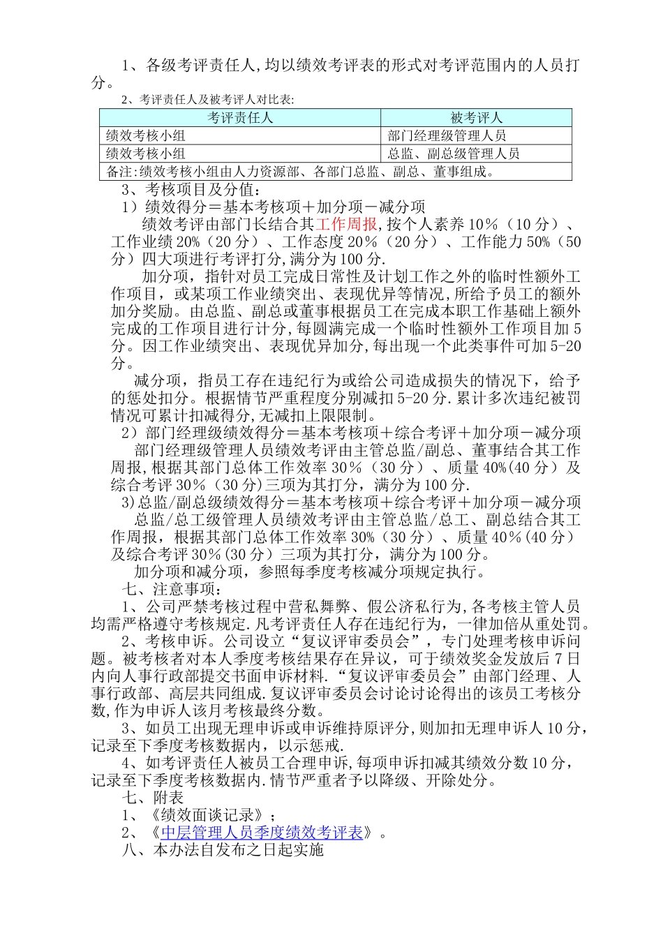 季度绩效考核规定_第2页