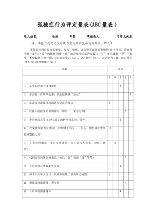 孤独症行为评定量表