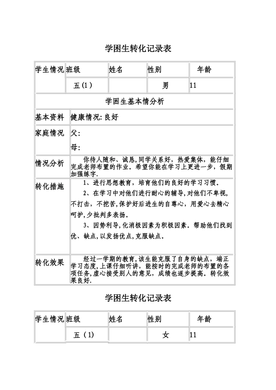 学困生转化记录表_第1页